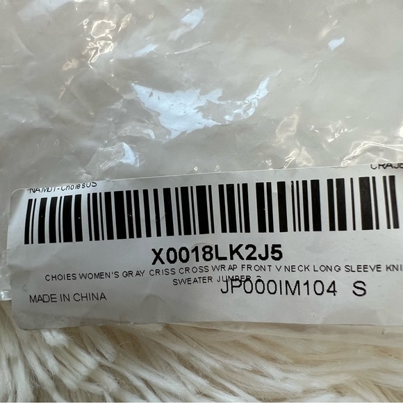 Chunky knit wrap front sweater marled grey v neck cross cross ballet cor… - Picture 13 of 15